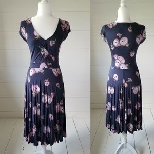 Boden Seville Navy Sunflower Twist Front Jersey Dress
